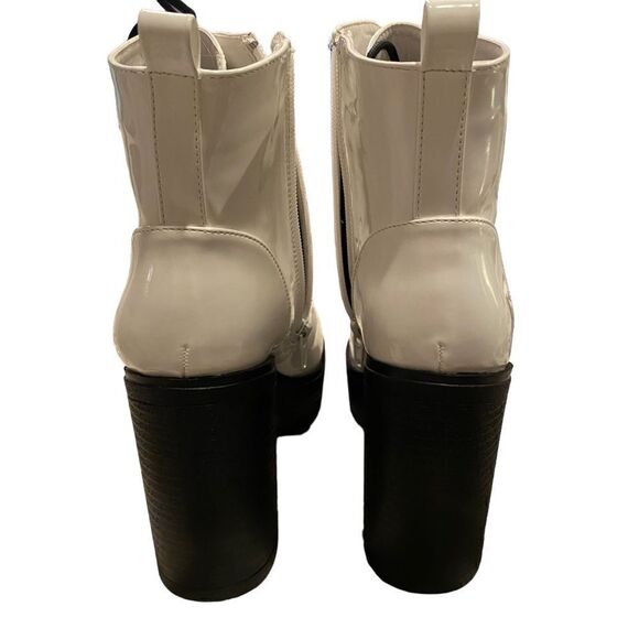 Allegra K White Lace Up/Zipper Platform Boots Size 7.5 - Picture 2 of 5